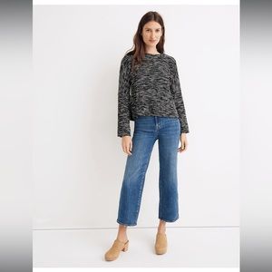 Button-Shoulder Wide-Sleeve Top Black and White Sweater Madewell in XS